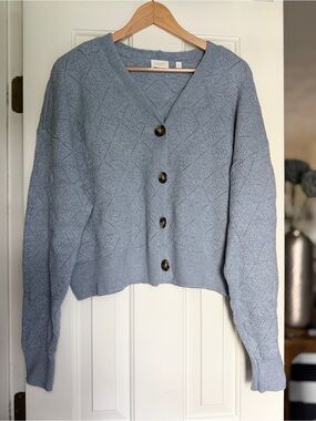 Cyrus Light Blue‎ Knit Button-Front Cardigan Sweater. Sz XL